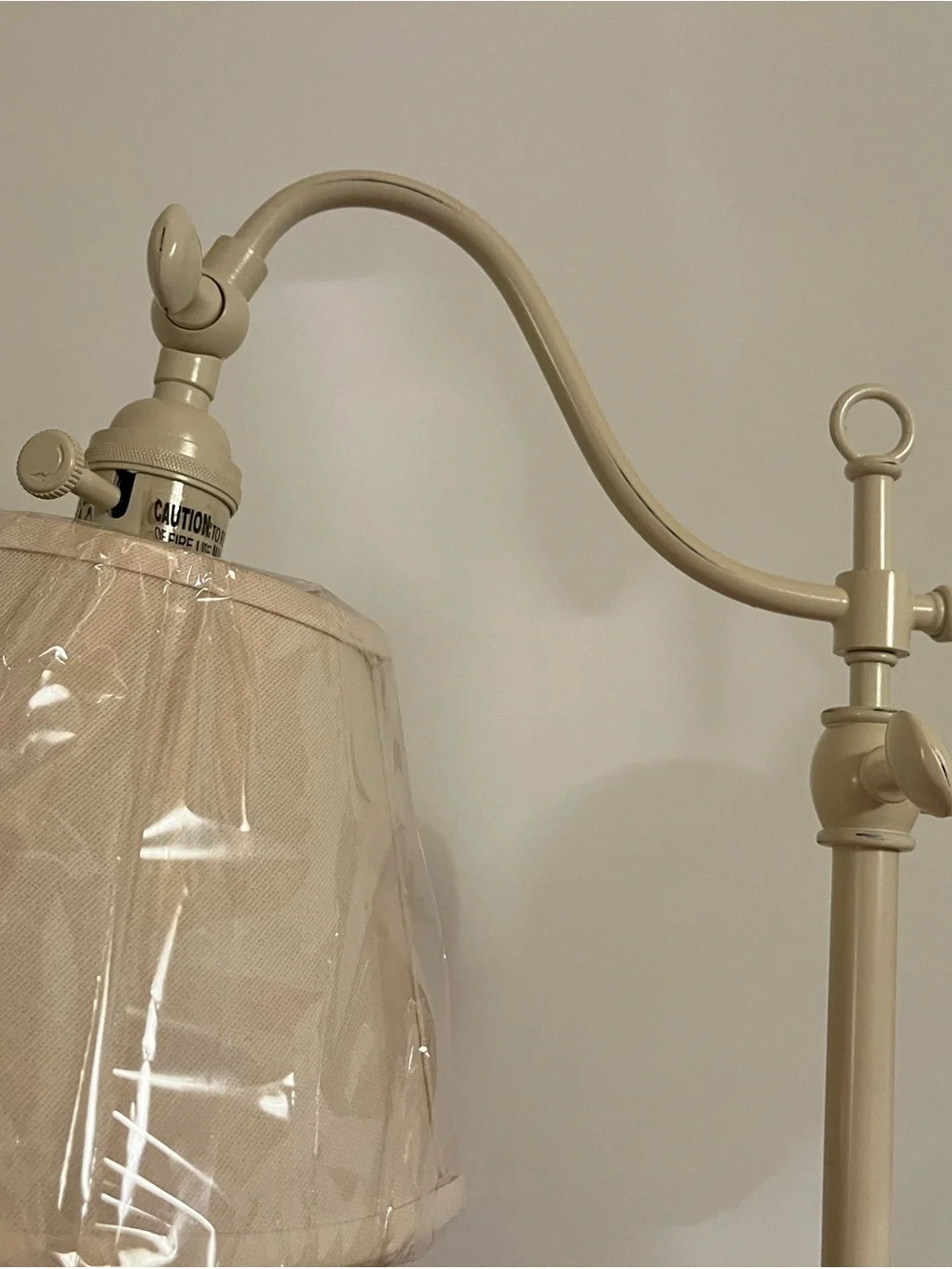 Pottery Barn Cream Metal Adjustable Pair of Wall Sconces & Cream Fabric Shades